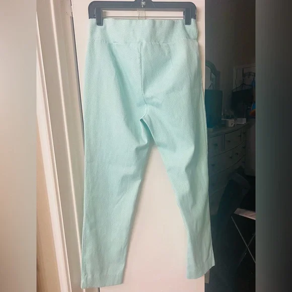 Mint Green Poppy Seed Seersucker Feel Pull Up Pant Size M Melissa Paige Crisp - Picture 2 of 10